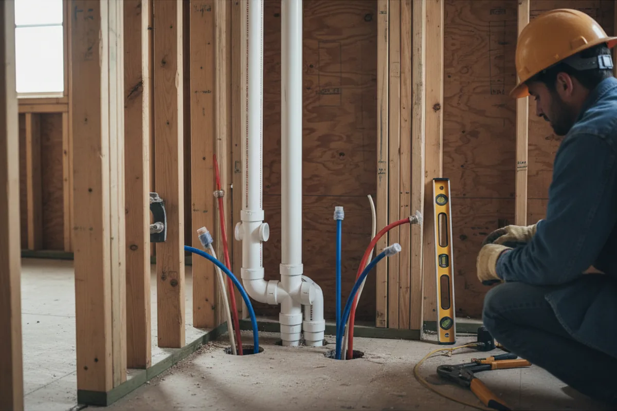 Drain and supply rough-in during Drain Cleaning in Cape Neddick