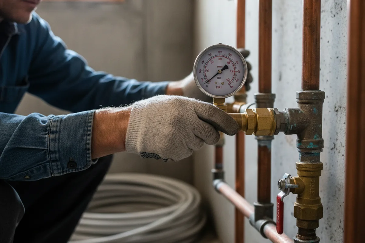Pressure testing a repaired line during Water Line Repair in Cape Neddick